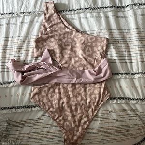 One piece bathing suit that ties on the side